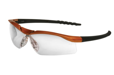 Image of MCR Safety DL1 Series Safety Glasses, UV-AF Anti-Fog Coating, Soft TPR Nose Piece, Clear/Nuclear Orange Frame, One Size, DL210AF