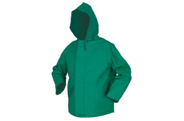 Image of MCR Safety 388JHX3 Dominator Series 2 Piece Waterproof Rain Jacket, .42mm PVC/Hi-Tensile Poly/PVC, Zipper Front with Detachable Hood, Green, 3X, 388JHX3