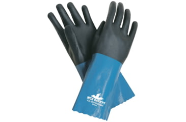 Image of MCR Safety Duoprene Glove, 14in and Double Dipped Neoprene, Brushed Interlock Liner, Black/Blue, Large, 6964L