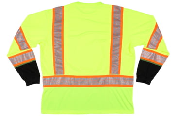 Image of MCR Safety FFLTC3SLXL Hi Vis Safety Work T-Shirts, Soft Poly Birdseye Mesh, Long Sleeve and Tagless Design, ANSI 107 Type R Class 3, Lime, XL, FFLTC3SLXL