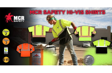 Image of MCR Safety FFLTC3SLXL Hi Vis Safety Work T-Shirts, Soft Poly Birdseye Mesh, Long Sleeve and Tagless Design, ANSI 107 Type R Class 3, Lime, XL, FFLTC3SLXL