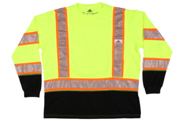 Image of MCR Safety FFLTC3SLXL Hi Vis Safety Work T-Shirts, Soft Poly Birdseye Mesh, Long Sleeve and Tagless Design, ANSI 107 Type R Class 3, Lime, XL, FFLTC3SLXL