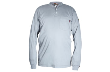 Image of MCR Safety Flame Resistant Long Sleeve Henley Shirt, 100% Cotton, Gray, S, H1GS