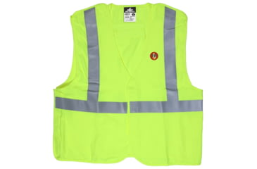 Image of MCR Safety Flame Resistant Safety Vest, Class 2 Break Away Pattern, Modacrylic Blend with 2in Silver Stripes, Fluorescent Lime, M, FRMBCL2LM