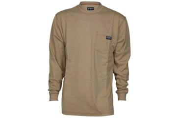 Image of MCR Safety Flame Resistant Work Lightweight Long Sleeve T-Shirt, Comfortable 100% FR Cotton, Tan, S, LST1TS