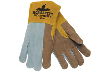 Image of MCR Safety Foundry Jersey Foam Lined Leather Welding Work Gloves, Select Cowskin Shoulder Leather, Sewn with DuPont Kevlar, Gray and Brown, X - Large, 4550