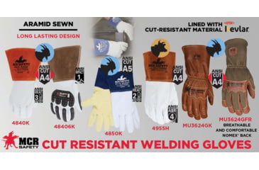 Image of MCR Safety Grain Goat Mig Kevlar Lined Welding Work Gloves w/ TPR - Mens, Small, 48406KS