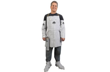 Image of MCR Safety Heavy Weight Leather Welding Apron, Center Bib Divided Front Pocket, 24in x 30in, Gray, One Size, 38130MW