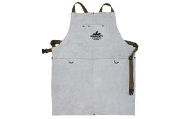 Image of MCR Safety Heavy Weight Leather Welding Apron, Center Bib Divided Front Pocket, 24in x 30in, Gray, One Size, 38130MW