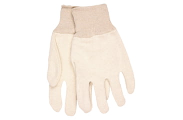 Image of MCR Safety Heavy Weight Natural Jersey Work Gloves, Reversible Pattern with Knit Wrist, Cotton Polyester Blend, White, Large, 8010