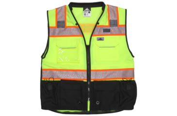 Image of MCR Safety Hi Vis Reflective Safety Vest, ANSI 107 Type R Class 2, 3in Silver Reflective, Zipper Front Closure, Back Plan Pocket, Solid Front Mesh Back, Fluorescent Lime, XL, PSURVCL2LSXL