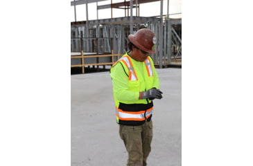 Image of MCR Safety Hi Vis Reflective Safety Vest, ANSI Type R Class 2, 4in Silver Stripes, Zipper Front Closure, Fluorescent Lime, 5X, WCCL2MLSZX5