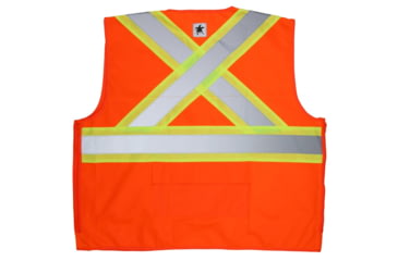Image of MCR Safety Hi Vis Reflective Safety Vest, ANSI Type R Class 2, 4in Silver Stripes, Zipper Front Closure, Fluorescent Orange, 2X, SURVCS2POX2