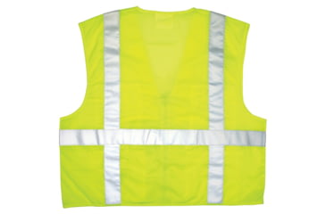 Image of MCR Safety Hi Vis Reflective Safety Vest, ANSI Type R Class 2, Mesh Back with Solid Front, Zipper Front, 2in Silver Stripes, Fluorescent Lime, 2X, CL2LCX2