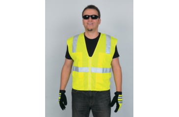 Image of MCR Safety Hi Vis Reflective Safety Vest, ANSI Type R Class 2, Mesh Back with Solid Front, Zipper Front, 2in Silver Stripes, Fluorescent Lime, 2X, CL2LCX2