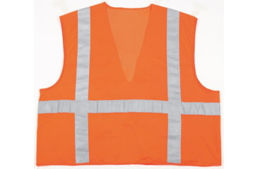 Image of MCR Safety Hi Vis Reflective Safety Vest, ANSI Type R Class 2, Mesh Back with Solid Front, Zipper Front, 2in Silver Stripes, Fluorescent Orange, L, CL2OCL