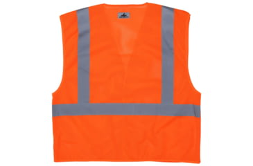 Image of MCR Safety CL2MOL Hi Vis Reflective Safety Vest, ANSI Type R Class 2, Mesh with 2in Silver Stripes, Breakaway Design with Hook and Loop Closures, Fluorescent Orange, M, CL2MOL