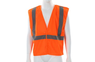 Image of MCR Safety CL2MOL Hi Vis Reflective Safety Vest, ANSI Type R Class 2, Mesh with 2in Silver Stripes, Breakaway Design with Hook and Loop Closures, Fluorescent Orange, M, CL2MOL