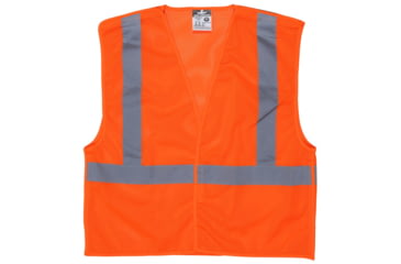 Image of MCR Safety CL2MOL Hi Vis Reflective Safety Vest, ANSI Type R Class 2, Mesh with 2in Silver Stripes, Breakaway Design with Hook and Loop Closures, Fluorescent Orange, M, CL2MOL