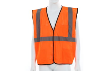 Image of MCR Safety Hi Vis Reflective Safety Vest, ANSI Type R Class 2, Mesh with 2in Silver Stripes, Hook and Loop Front Closure, Fluorescent Orange, XL, VCL2MOXL