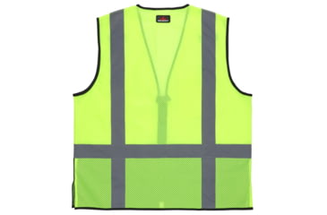 Image of MCR Safety Hi Vis Reflective Safety Vest, ANSI Type R Class 2, Mesh with 2in Silver Stripes, Zipper Front, Fluorescent Lime, L, CL2MLSZL