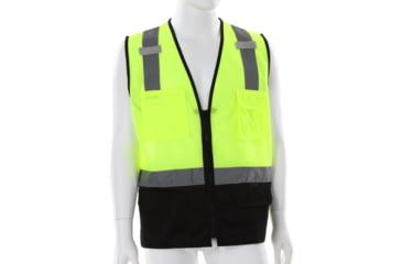 Image of MCR Safety Hi Vis Reflective Safety Vest, ANSI Type R Class 2, Mesh with 2in Silver Stripes, Zipper Front, Fluorescent Lime, L, CL2MLSZL