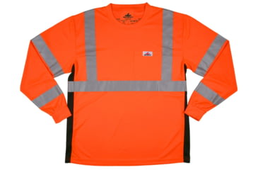 Image of MCR Safety Hi Vis Safety Work T-Shirts, Soft Poly Birdseye Mesh, Long Sleeve and Tagless Design, ANSI 107 Type R Class 3, Fluorescent Orange, 3X, LSTSCL3MOX3
