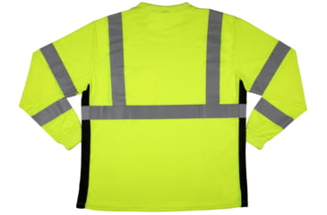 Image of MCR Safety Hi Vis Safety Work T-Shirts, Soft Poly Birdseye Mesh, Long Sleeve and Tagless Design, ANSI 107 Type R Class 3, Lime, S, LSTSCL3MLS