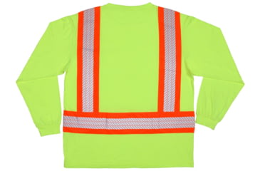 Image of MCR Safety Hi Vis Safety Work T-Shirts, Soft Poly Jersey Knit, Long Sleeve and Tagless Design, ANSI 107 Type O Class 1, Fluorescent Lime, Lime, XL, LTS1LXL