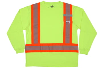 Image of MCR Safety Hi Vis Safety Work T-Shirts, Soft Poly Jersey Knit, Long Sleeve and Tagless Design, ANSI 107 Type O Class 1, Fluorescent Lime, Lime, XL, LTS1LXL