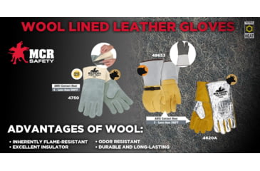 Image of MCR Safety Leather Welding Work Gloves, Premium Side Split Leather, Aluminized Back and Wing Thumb, Gold, X - Large, 4620A