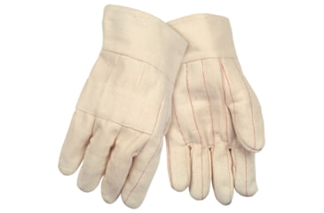Image of MCR Safety Hot Mill Work Gloves, 24oz Cotton Fabric, Nap-In, 2.5in Band Top and Knuckle Strap, Recycled Liner, Regular Weight, Natural, Large, 9124KI