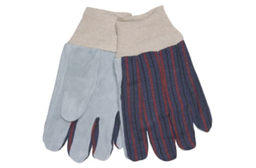 Image of MCR Safety Knit Wrist Clute Pattern Palm Lined Economy Split Leather Palm Work Gloves, Gray, Large, 1040