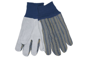 Image of MCR Safety Knit Wrist Clute Pattern Palm Lined, Select Split Leather Palm Work Glove, Gray, Large, 1150