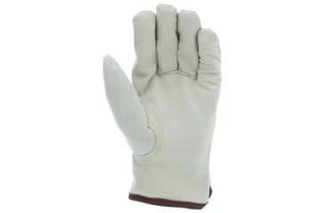 Image of MCR Safety Leather Driver Work Gloves, Beige Synthetic Leather with Grain Cowskin Texture, Fleece Lined and Keystone Thumb, Beige, Small, 3750S