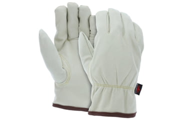 Image of MCR Safety Leather Driver Work Gloves, Beige Synthetic Leather with Grain Cowskin Texture, Fleece Lined and Keystone Thumb, Beige, Small, 3750S
