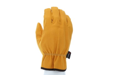 Image of MCR Safety Leather Driver Work Gloves, Gold Synthetic Leather with Grain Pigskin Texture, Keystone Thumb, Beige, Small, 3720S