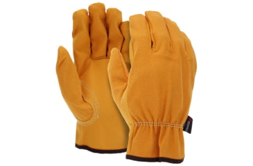 Image of MCR Safety Leather Driver Work Gloves, Gold Synthetic Leather with Grain Pigskin Texture, Keystone Thumb, Beige, Small, 3720S