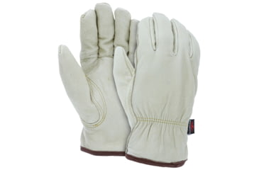 Image of MCR Safety Leather Drivers Insulated Work Gloves, Premium Grade Grain Pigskin Leather, Fleece Lined and Keystone Thumb, Beige, Small, 3450S