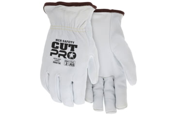 Image of MCR Safety Leather Drivers Work Glove, Premium Grade Grain Goatskin, DuPont Kevlar/Synthetic Lined, Cut Resistant, White, XX - Large, Each, 1, 3601KXXL-EA