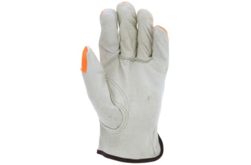 Image of MCR Safety Leather Drivers Work Gloves, CV Grade Grain Pigskin, Fingertips and Watch Your Hands Logo, Keystone Thumb, Beige, Medium, 3413HVIM