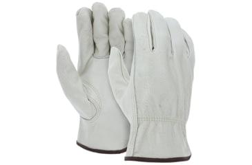 Image of MCR Safety Leather Drivers Work Gloves, CV Grade Unlined Grain Cow Leather, Keystone Thumb, Beige, Large, 3215L