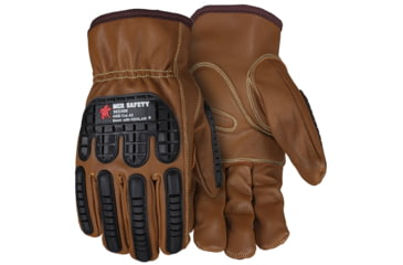 Image of MCR Safety Leather Drivers Work Gloves, Kevlar Lined with TPR Back of Hand Protection, Keystone Thumb, Brown, X - Large, 36336KXL