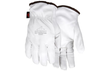 Image of MCR Safety Leather Drivers Work Gloves, Premium Goatskin Leather, Lined with HyperMax Cut Resistant Material, Wing Thumb, White, Medium, 3604HPM