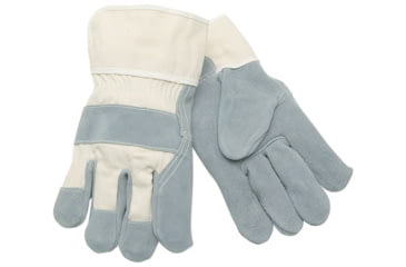 Image of MCR Safety Leather Palm Work Glove, A Shoulder Leather, 2.5in Plasticized Duck Safety Cuff, Gray, Large, 1400
