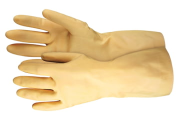 Image of MCR Safety Long Canners Latex Gloves, 18 mil Thickness, 12in Length, Unlined Industry Standard Grade, Amber, Medium, 5180E