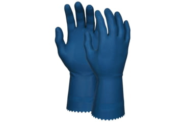 Image of MCR Safety Long Canners Latex Gloves, 18 mil Thickness, 12in Length, Unlined Industry Standard Grade, Blue, Small, 5070B