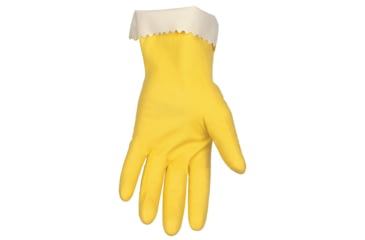Image of MCR Safety Long Flock Lined Rubber Latex Gloves, 15 mil Thickness, 12in Length, Industry Standard Grade, Yellow, Medium, 5250M
