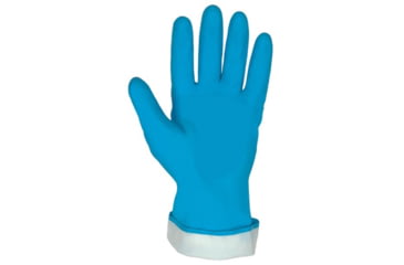 Image of MCR Safety Long Flock Lined Rubber Latex Gloves, 18 mil Thickness, 12in Length, Industry Standard Grade, Blue, Medium, 5280B