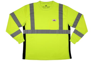 Image of MCR Safety LSTSCL3MLX4 Hi Vis Safety Work T-Shirts, Soft Poly Birdseye Mesh, Long Sleeve and Tagless Design, ANSI 107 Type R Class 3, Lime, 4X, LSTSCL3MLX4
